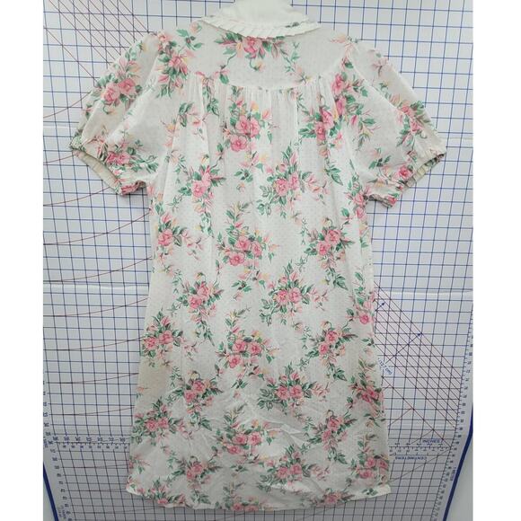 60s Pastel Floral Cottagecore House Dress Ruffle Collar Vintage Charm‎ - Picture 3 of 10